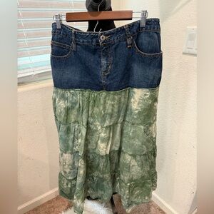 Jalate Plus Size Jean and cotton floral skirt‎